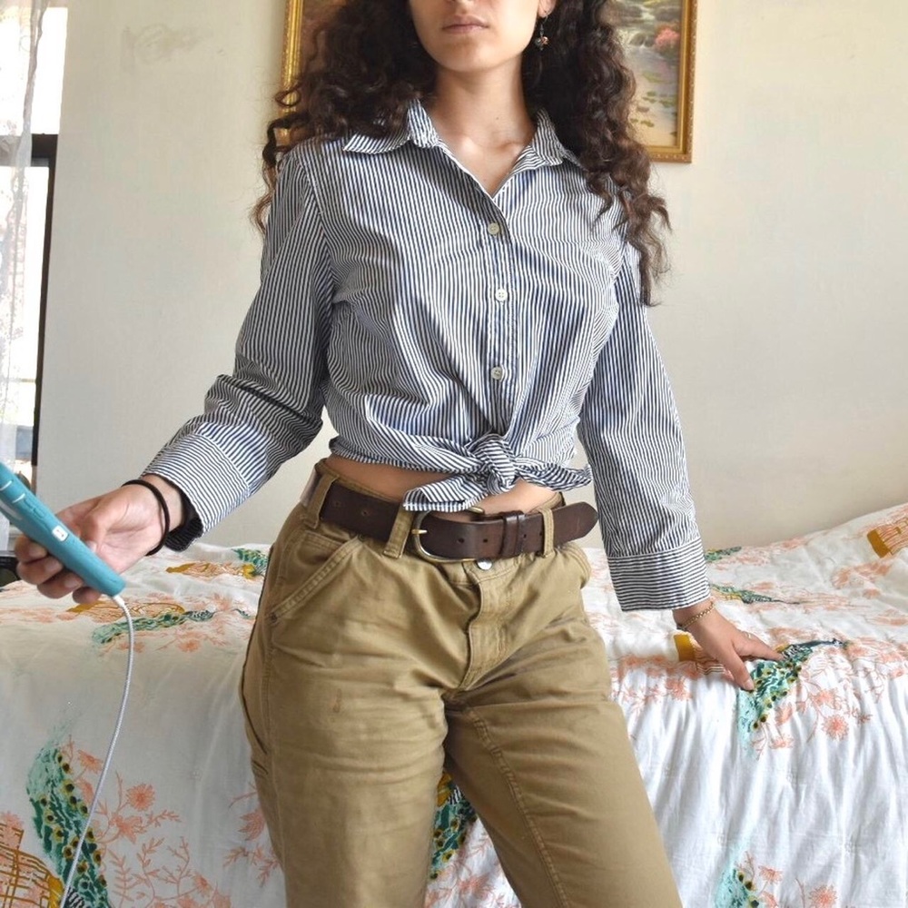 Classy And Simple Striped Collared Button Down Sh… - image 4